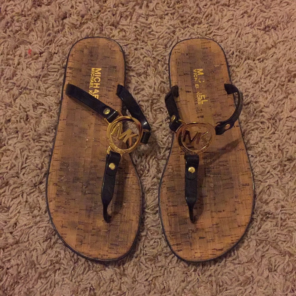 Michael Kors black & gold sandals